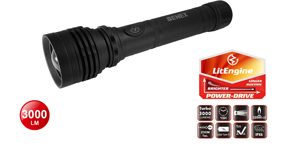 3000LM TURBO Ultra-bright LED FLASHLIGHT (Rechargeable)